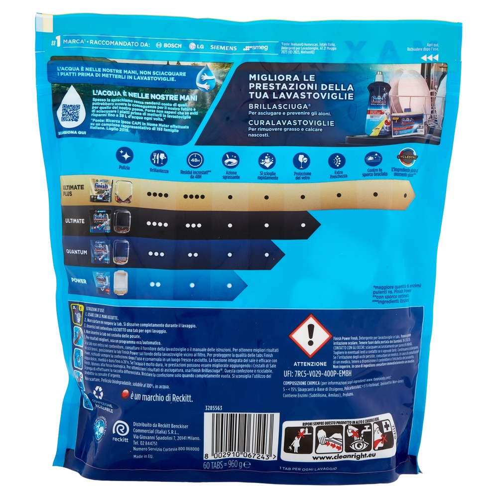 Finish Power Fresh pastiglie lavastoviglie 60 lavaggi 960 g